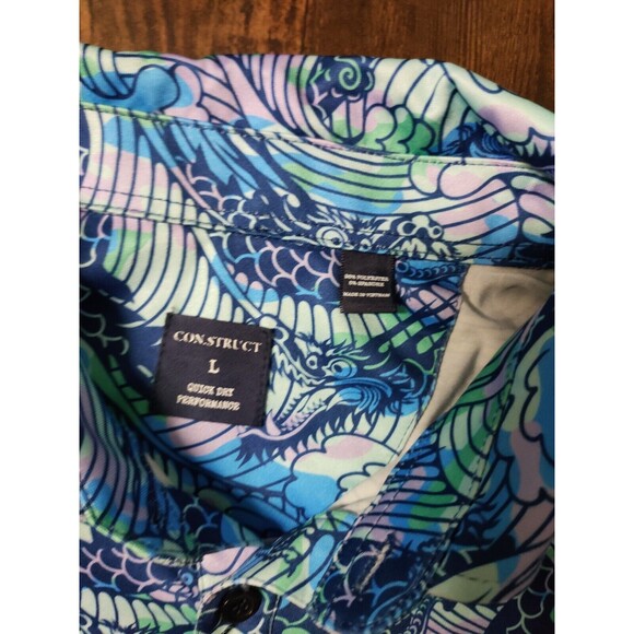Construct Con.struct Polo Golf Shirt Men's Medium M Dragons print Performance - Picture 2 of 7